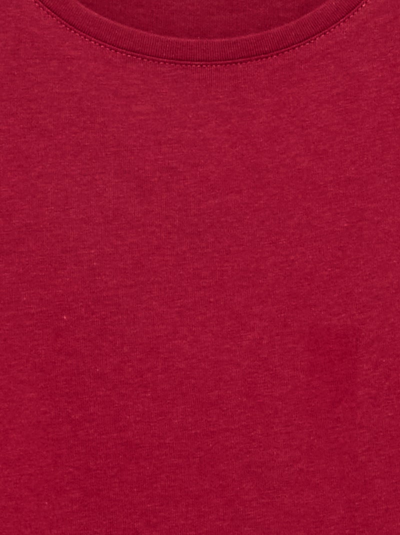 T-shirt lisa com franzidos nos ombros Vermelho - Kiabi