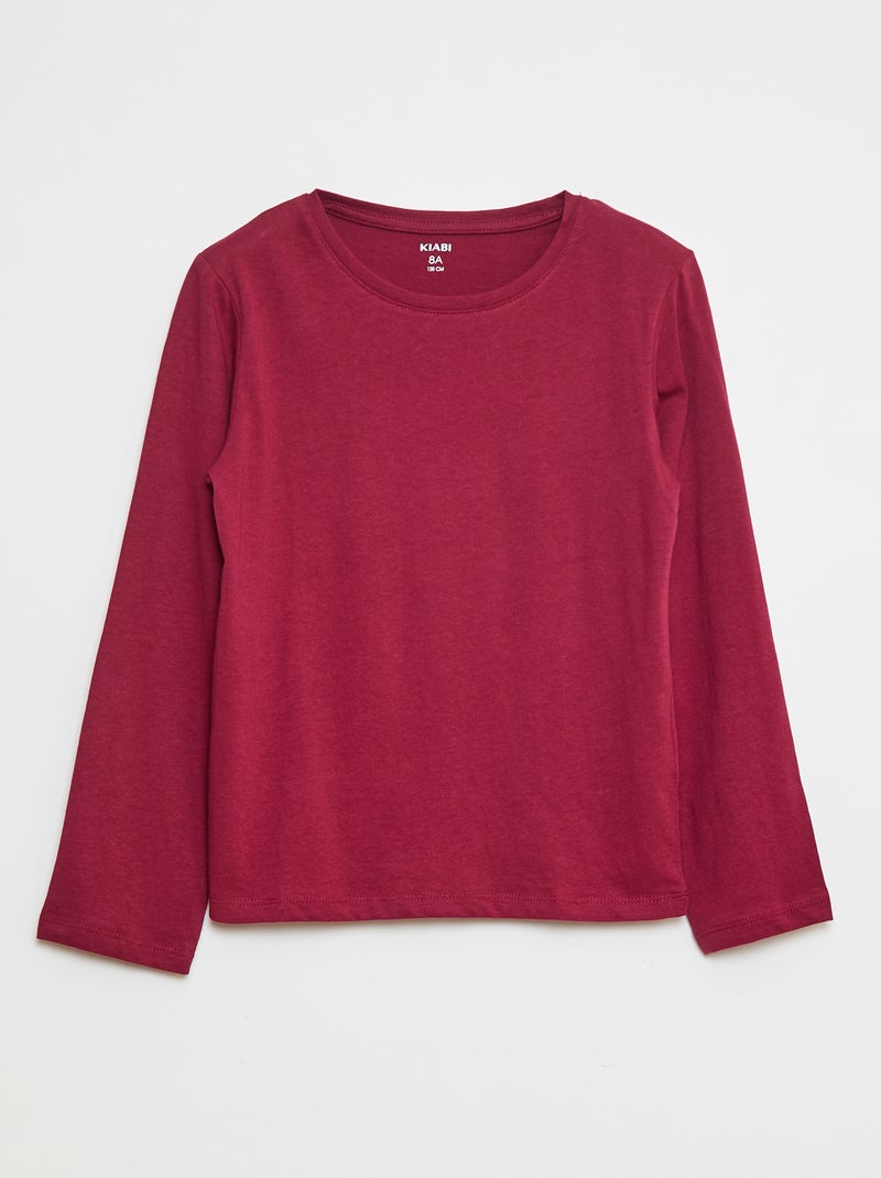T-shirt lisa com franzidos nos ombros Vermelho - Kiabi