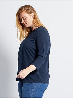 T-shirt lisa com gola em forma de barco - Kiabi