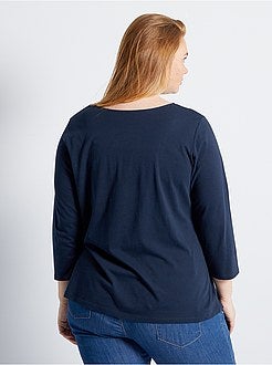 T-shirt lisa com gola em forma de barco - Kiabi