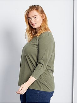 T-shirt lisa com gola em forma de barco - Kiabi