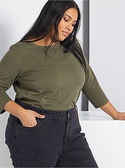 T-shirt lisa com gola em forma de barco - Kiabi