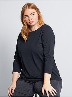 T-shirt lisa com gola em forma de barco - Kiabi