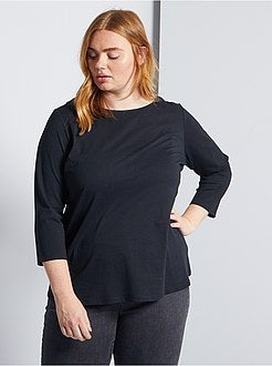 T-shirt lisa com gola em forma de barco - Kiabi