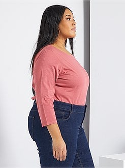 T-shirt lisa com gola em forma de barco - Kiabi