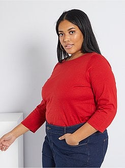 T-shirt lisa com gola em forma de barco - Kiabi