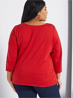 T-shirt lisa com gola em forma de barco - Kiabi