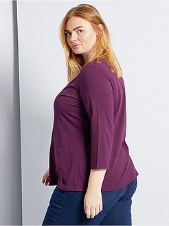 T-shirt lisa com gola em forma de barco - Kiabi