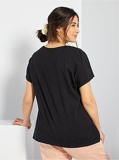 T-shirt lisa com gola em V - Kiabi