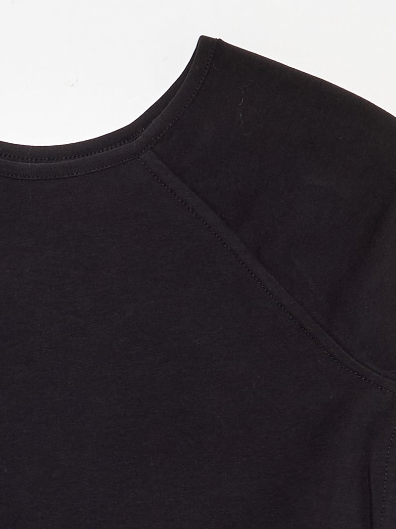 T-shirt lisa com mangas raglan Preto - Kiabi