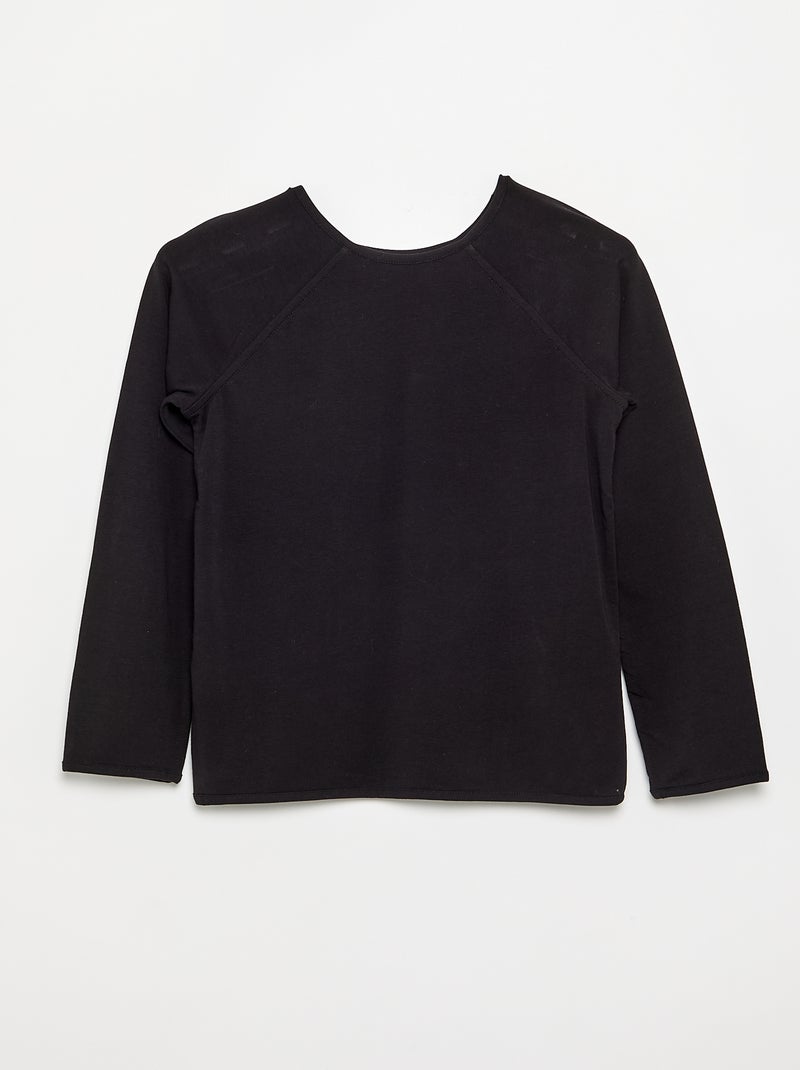 T-shirt lisa com mangas raglan Preto - Kiabi