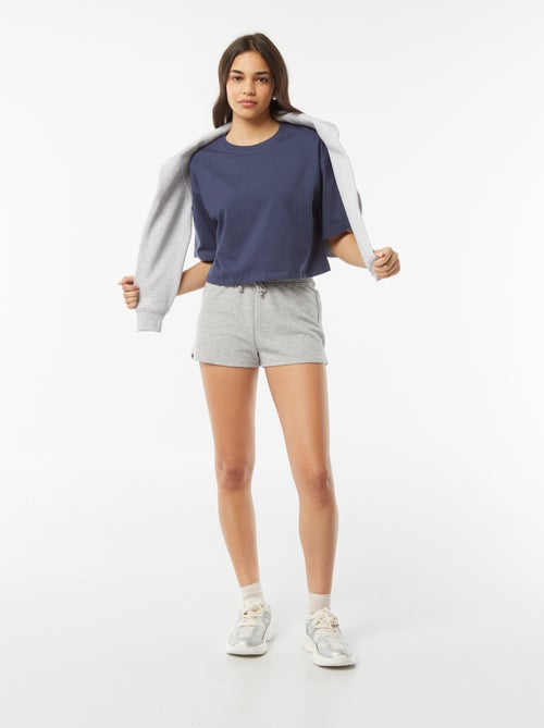 T-shirt lisa corte curto e manga curta - Kiabi