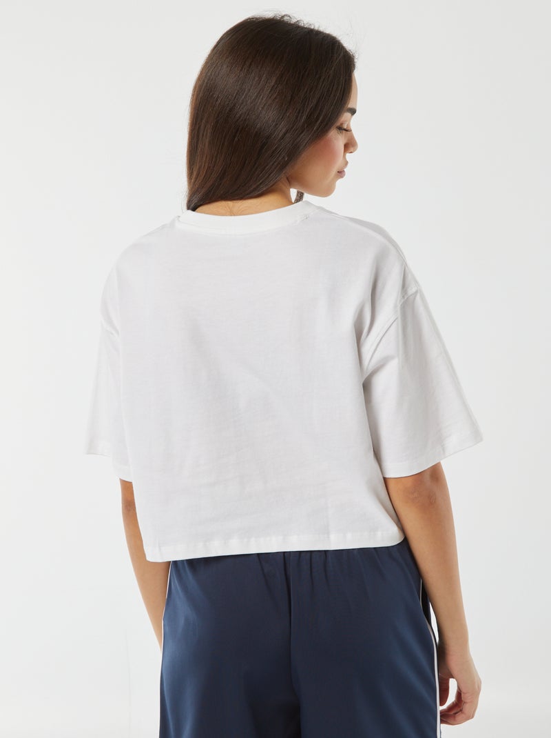 T-shirt lisa corte curto e manga curta Branco - Kiabi