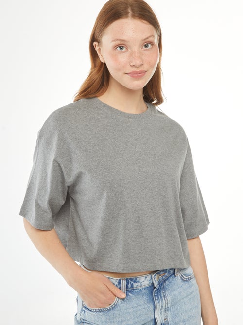 T-shirt lisa corte curto e manga curta - Kiabi