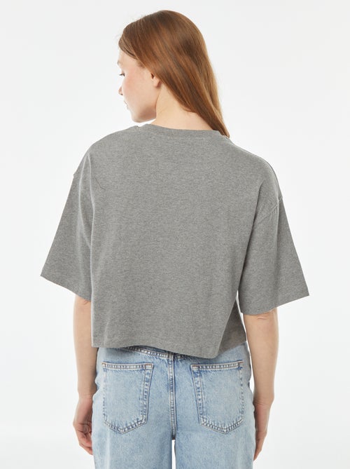 T-shirt lisa corte curto e manga curta - Kiabi