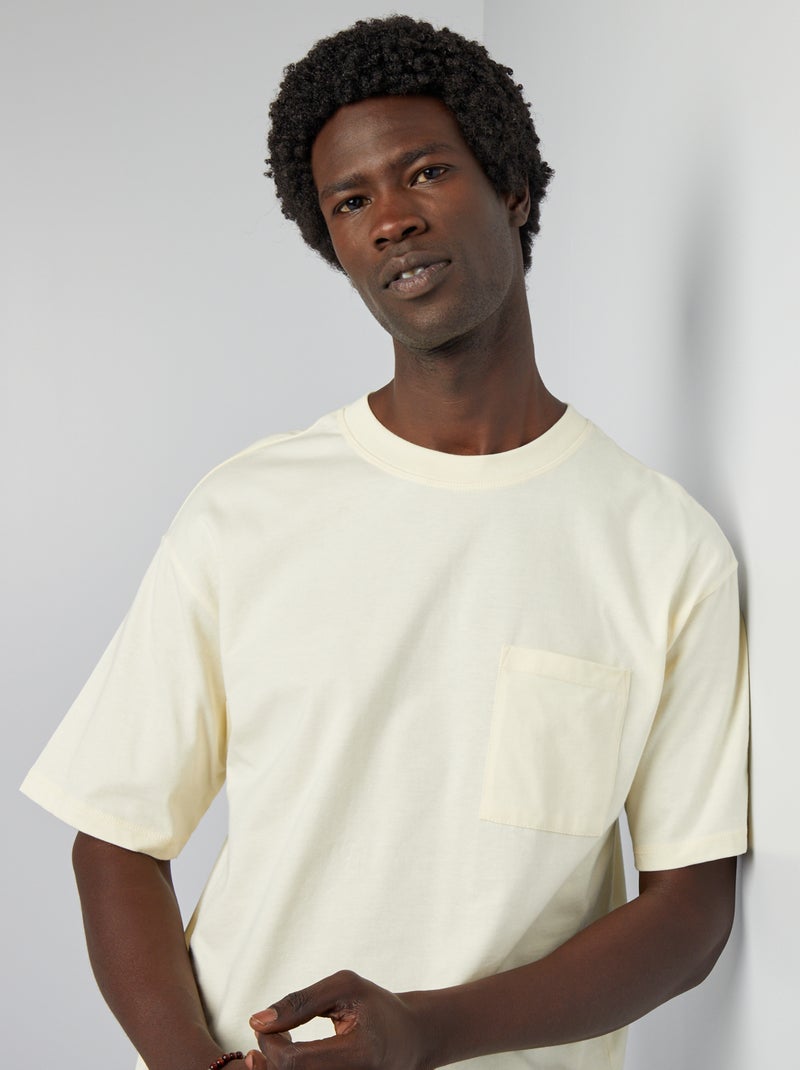 T-shirt lisa de corte largo AMARELO - Kiabi