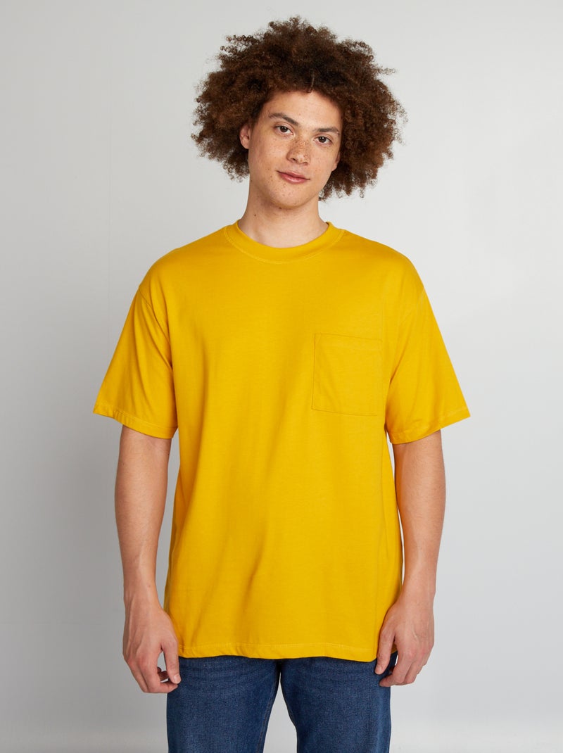 T-shirt lisa de corte largo AMARELO - Kiabi