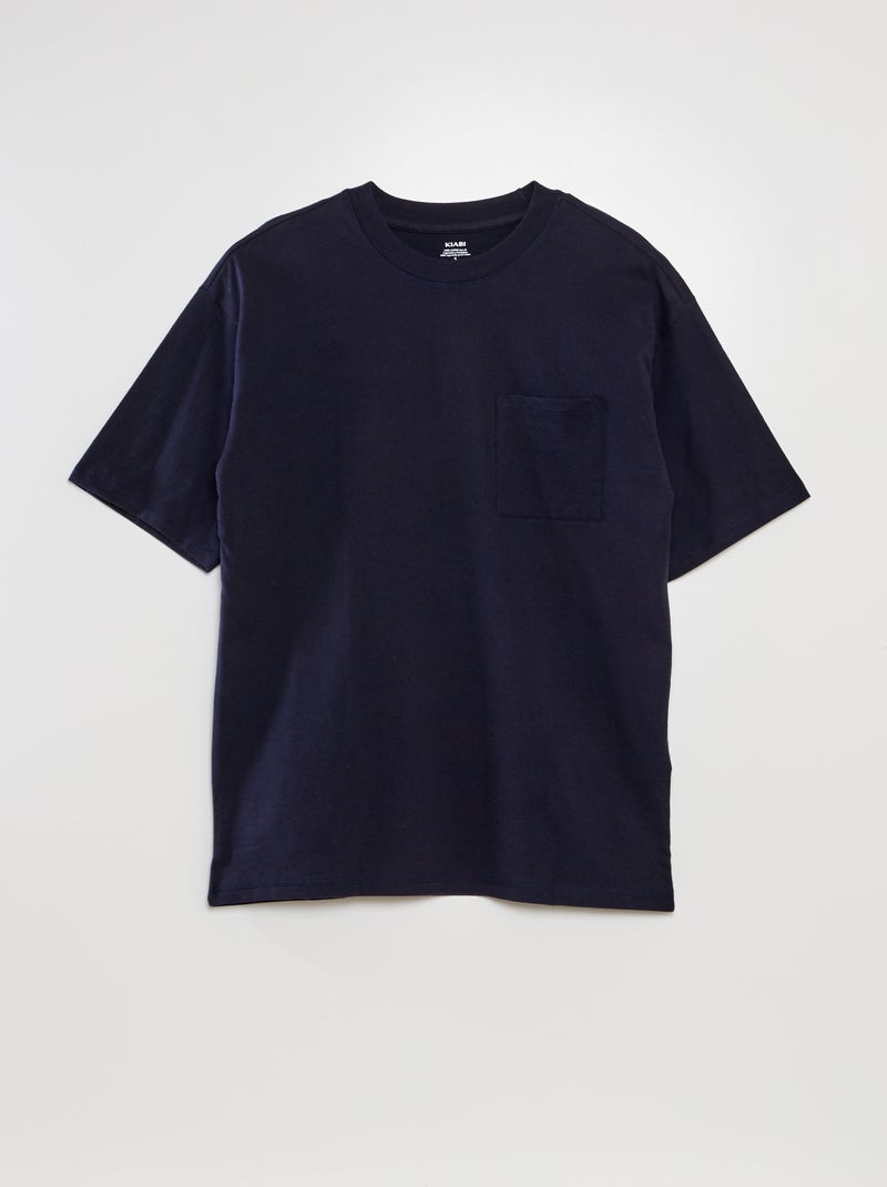 T-shirt lisa de corte largo AZUL - Kiabi