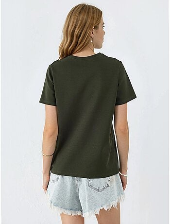 T-shirt lisa de gola redonda busem