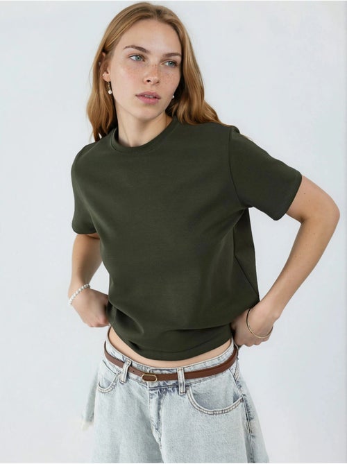 T-shirt lisa de gola redonda busem - Kiabi T-shirt lisa de gola redonda busem - Kiabi