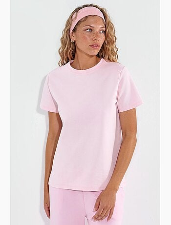 T-shirt lisa de gola redonda busem