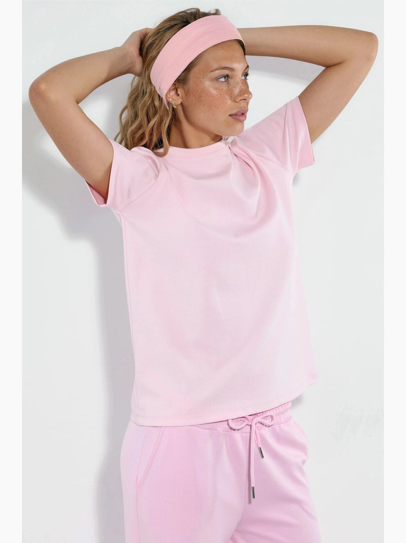 T-shirt lisa de gola redonda busem Rosa-pálido - Kiabi