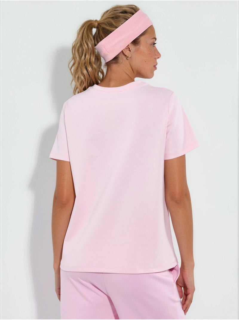 T-shirt lisa de gola redonda busem Rosa-pálido - Kiabi