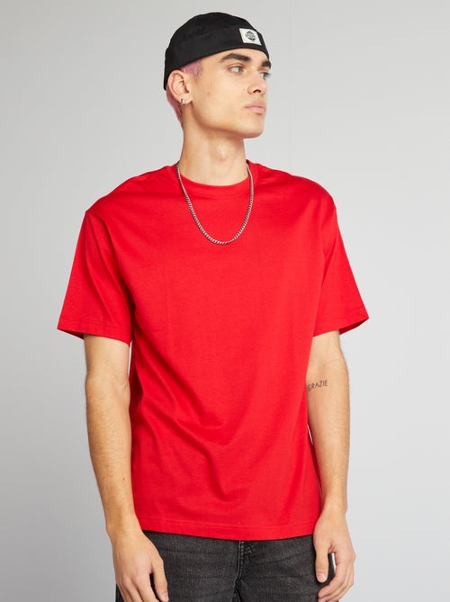 T-shirt lisa de gola redonda - Kiabi