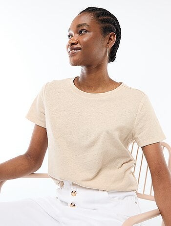 T-shirt lisa de linho misto