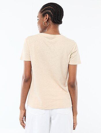 T-shirt lisa de linho misto