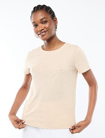 T-shirt lisa de linho misto