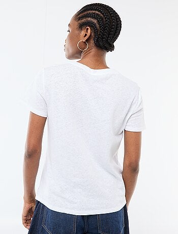 T-shirt lisa de linho misto