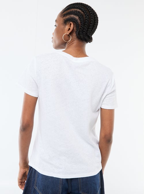 T-shirt lisa de linho misto - Kiabi