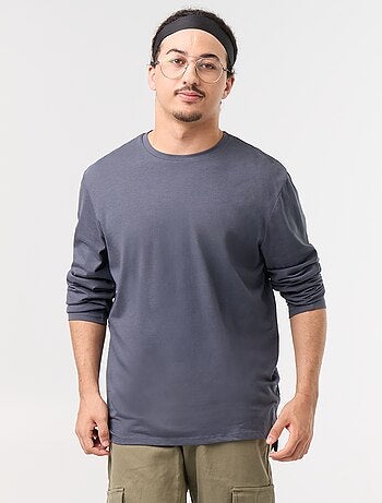 T-shirt lisa de manga comprida - coleção fácil de vestir