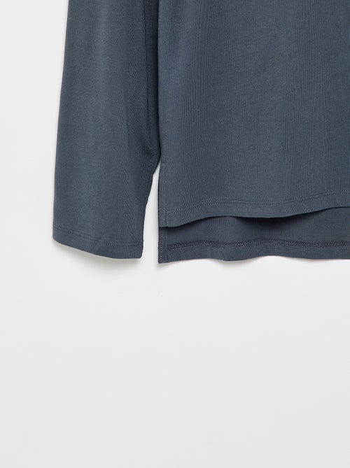 T-shirt lisa de manga comprida - coleção fácil de vestir - Kiabi