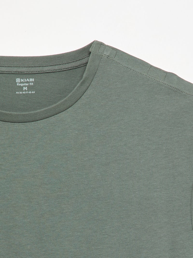T-shirt lisa de manga comprida - coleção fácil de vestir Verde - Kiabi