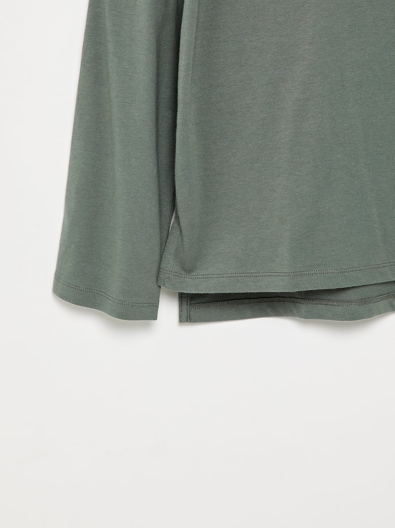 T-shirt lisa de manga comprida - coleção fácil de vestir Verde - Kiabi
