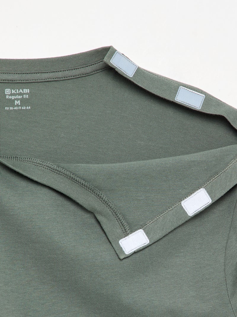 T-shirt lisa de manga comprida - coleção fácil de vestir Verde - Kiabi