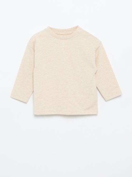 T-shirt lisa de manga comprida - Kiabi