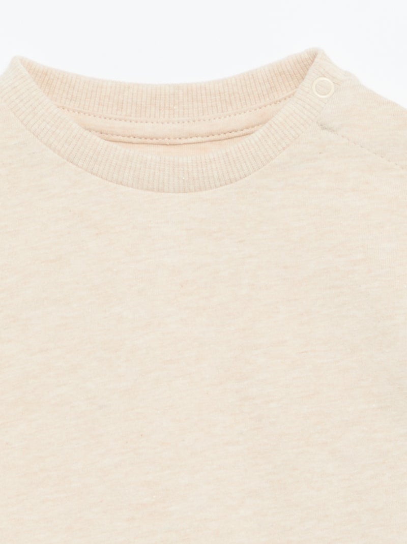 T-shirt lisa de manga comprida Bege - Kiabi