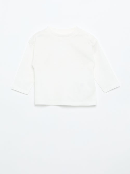 T-shirt lisa de manga comprida - Kiabi