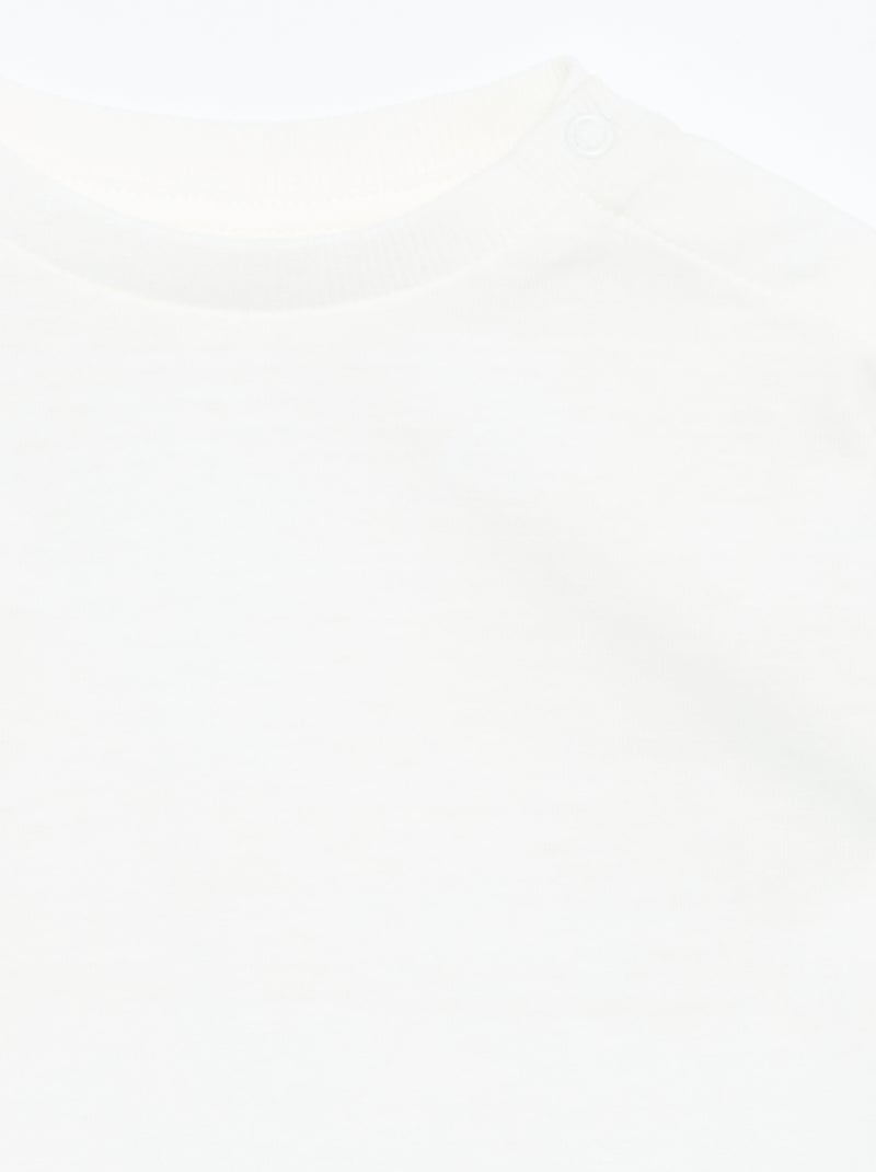 T-shirt lisa de manga comprida Branco - Kiabi
