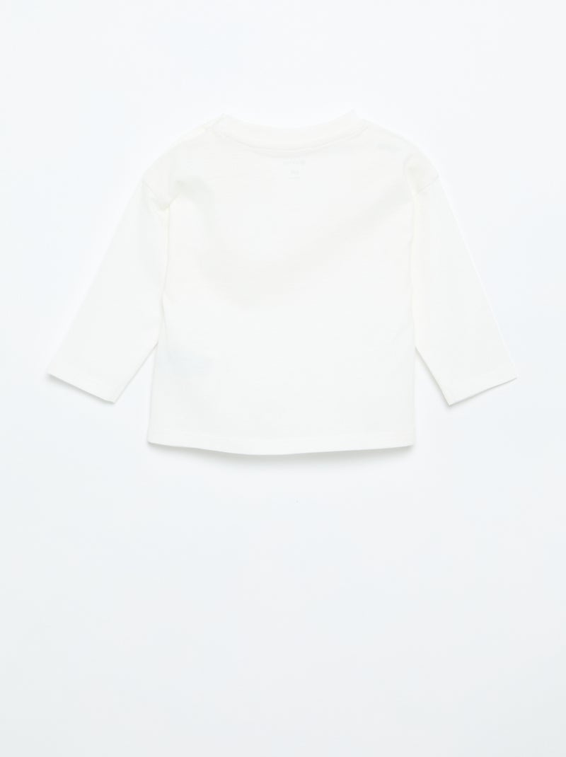 T-shirt lisa de manga comprida Branco - Kiabi