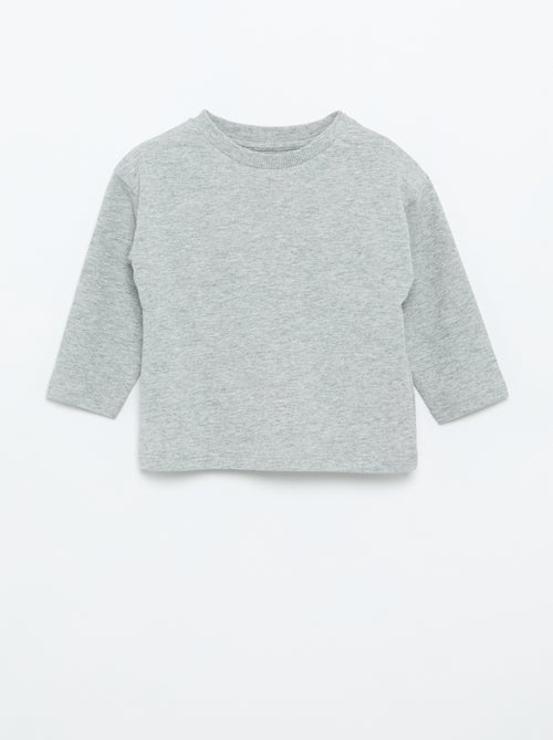 T-shirt lisa de manga comprida - Kiabi
