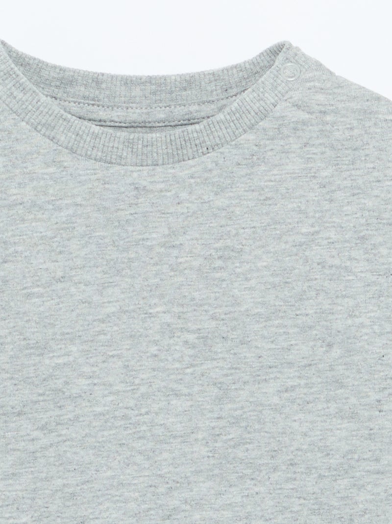 T-shirt lisa de manga comprida Cinza - Kiabi
