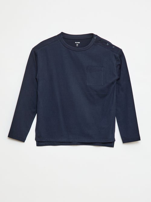 T-shirt lisa de manga comprida com bolso no peito - coleção fácil de vestir - Kiabi T-shirt lisa de manga comprida com bolso no peito - coleção fácil de vestir - Kiabi