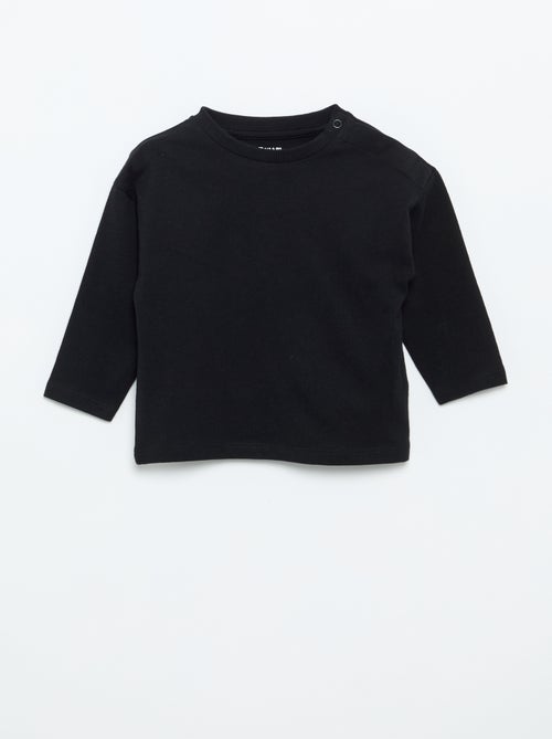 T-shirt lisa de manga comprida - Kiabi