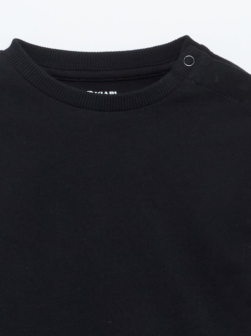 T-shirt lisa de manga comprida Preto - Kiabi