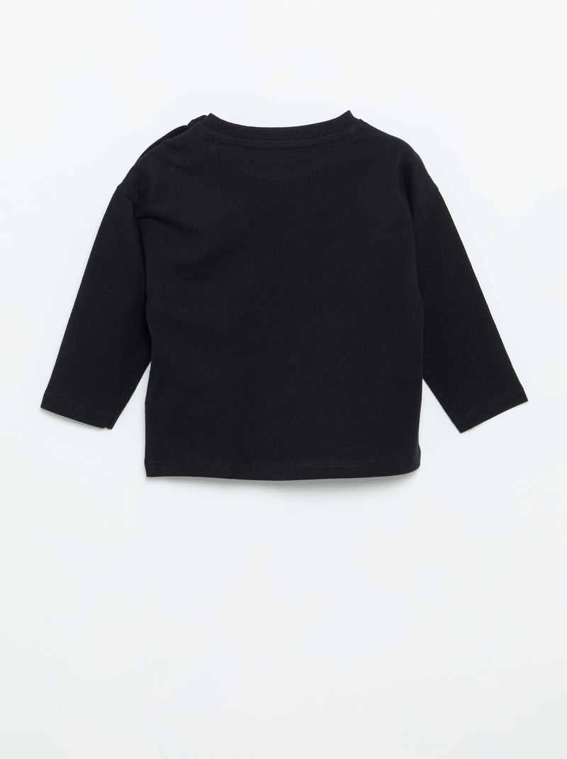 T-shirt lisa de manga comprida Preto - Kiabi