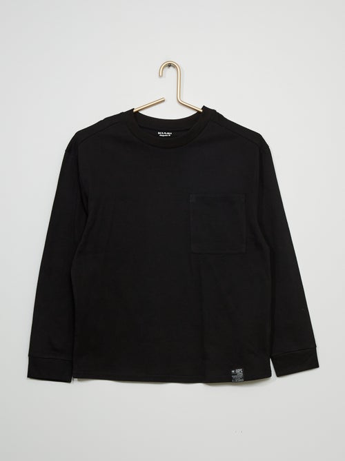 T-shirt lisa de manga comprida - Kiabi
